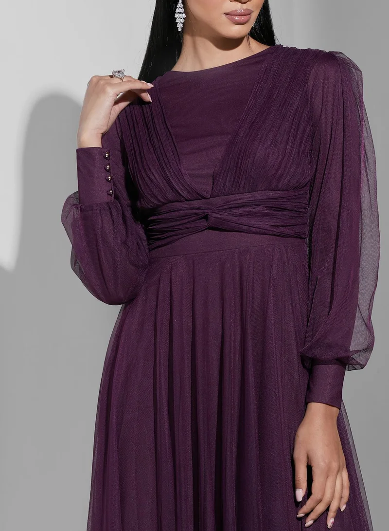 Namshi X Trendyol Balloon Sleeves Shimmer Dress