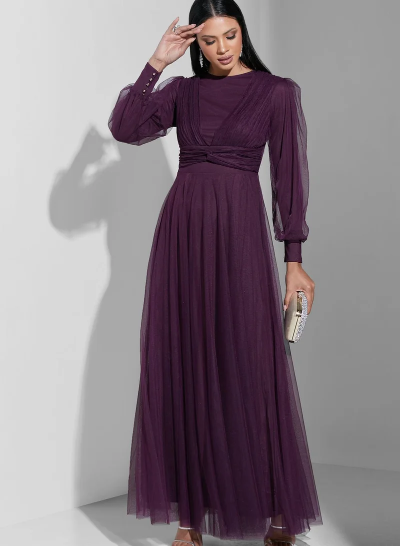 Namshi X Trendyol Balloon Sleeves Shimmer Dress
