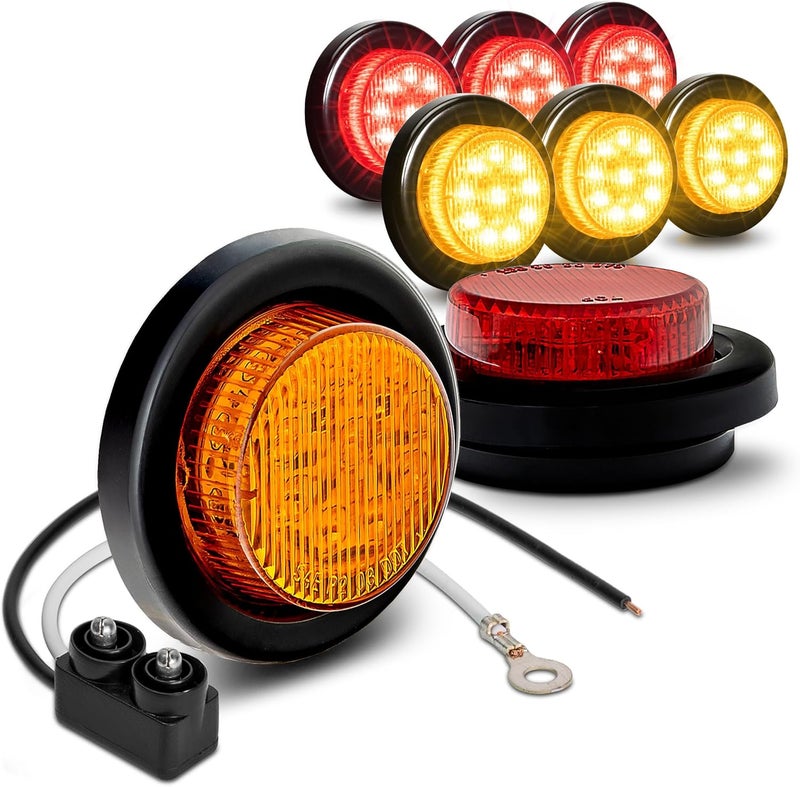 ONLINE LED STORE 8 PC 2" Round Clearance Light Side Marker - 4 Red and 4 Amber - Image 1
