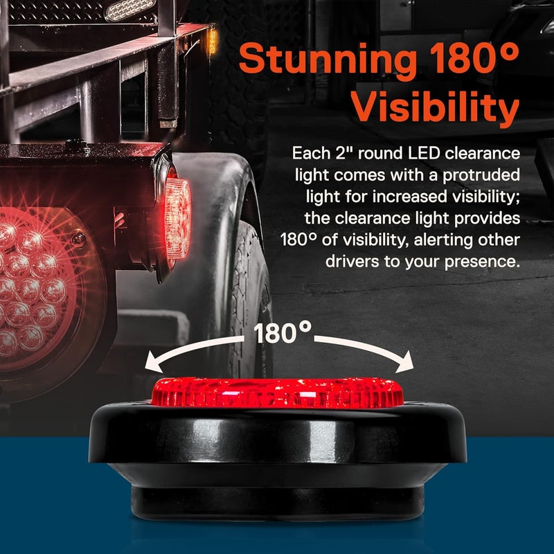 ONLINE LED STORE 8 PC 2" Round Clearance Light Side Marker - 4 Red and 4 Amber - Image 2