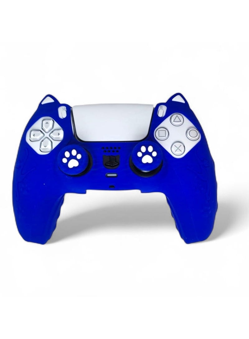 Silicone Protective Cover for PS5 Controller - Cute Cat Paw Design, Anti-Slip & Comfortable Grip Blue - Image 1