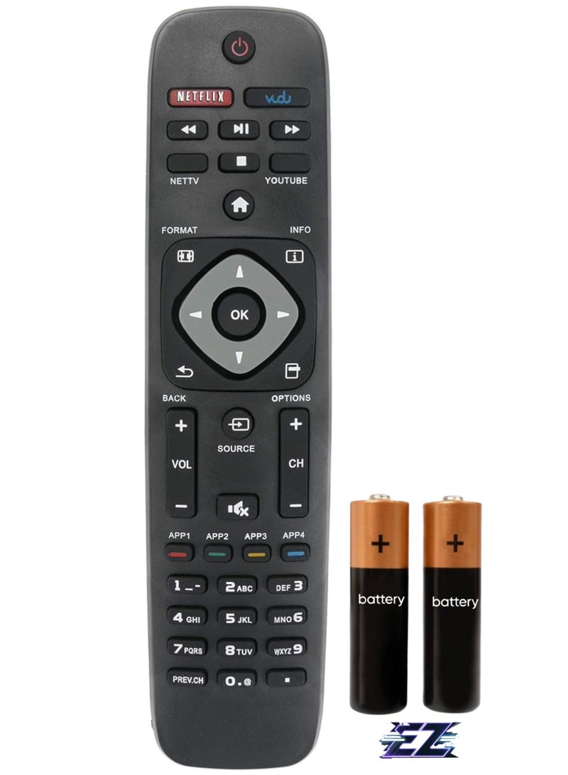ELTRAZONE Replacement Remote Control Compatible with Philips LED LCD Smart TV HDTV Netflix YouTube 28PFL4609 29PFL4908 32PFL4609 39PFL2608 40PFL4609 43PFL4609 46PFL3608 49 4608 09 50PFL3 with battery - Image 1