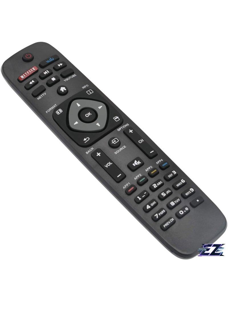ELTRAZONE Replacement Remote Control Compatible with Philips LED LCD Smart TV HDTV Netflix YouTube 28PFL4609 29PFL4908 32PFL4609 39PFL2608 40PFL4609 43PFL4609 46PFL3608 49 4608 09 50PFL3 with battery - Image 2