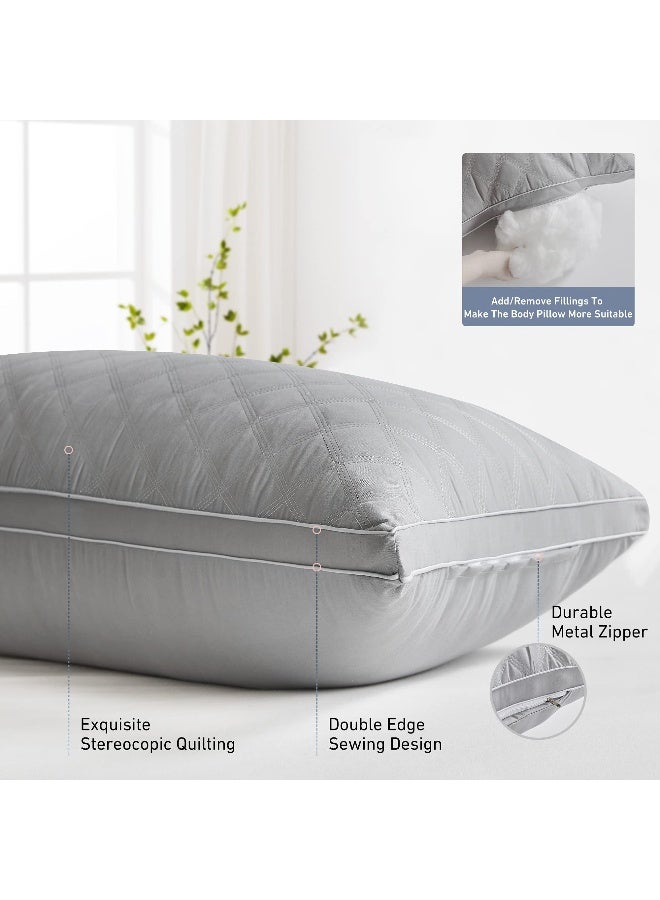 Leeden Body Pillow for Adults - Premium Grey Firm Fluffy Long Pillows - 21 x 54 Soft Plush Full Body Pillows - Adjustable Side Pillow for Sleeping - Image 4