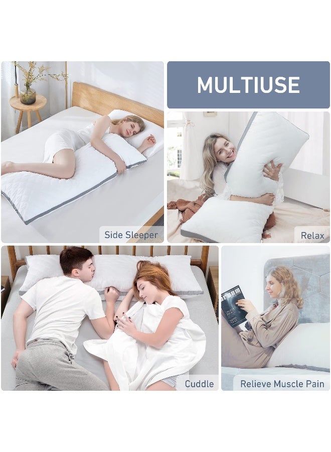 Leeden Body Pillow for Adults - Premium Grey Firm Fluffy Long Pillows - 21 x 54 Soft Plush Full Body Pillows - Adjustable Side Pillow for Sleeping - Image 5