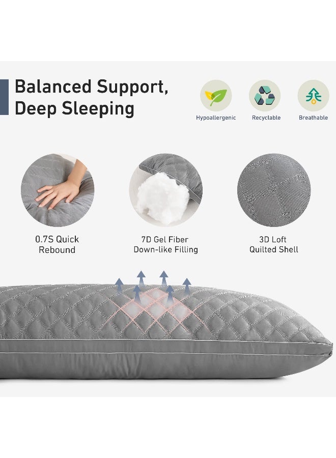 Leeden Body Pillow for Adults - Premium Grey Firm Fluffy Long Pillows - 21 x 54 Soft Plush Full Body Pillows - Adjustable Side Pillow for Sleeping - Image 3