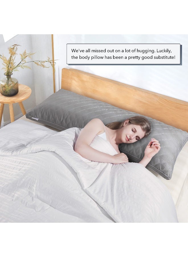 Leeden Body Pillow for Adults - Premium Grey Firm Fluffy Long Pillows - 21 x 54 Soft Plush Full Body Pillows - Adjustable Side Pillow for Sleeping - Image 2