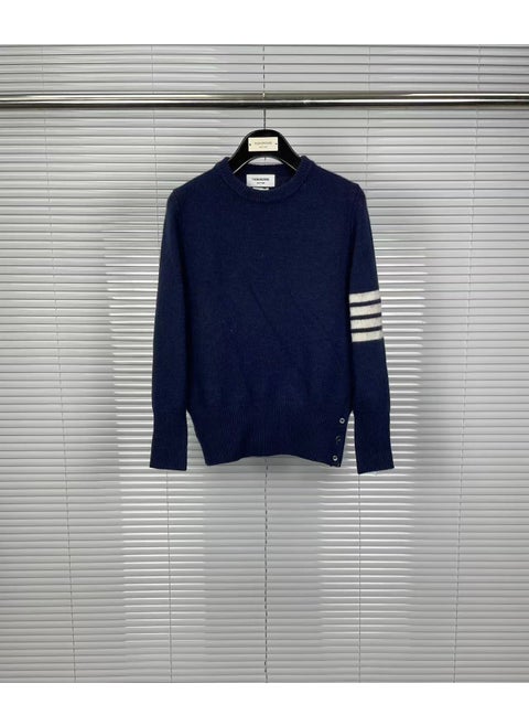 Factory Direct TB wool pullover Australian sweater mens and womens same slim round neck four bars mens and womens all-matching Blue