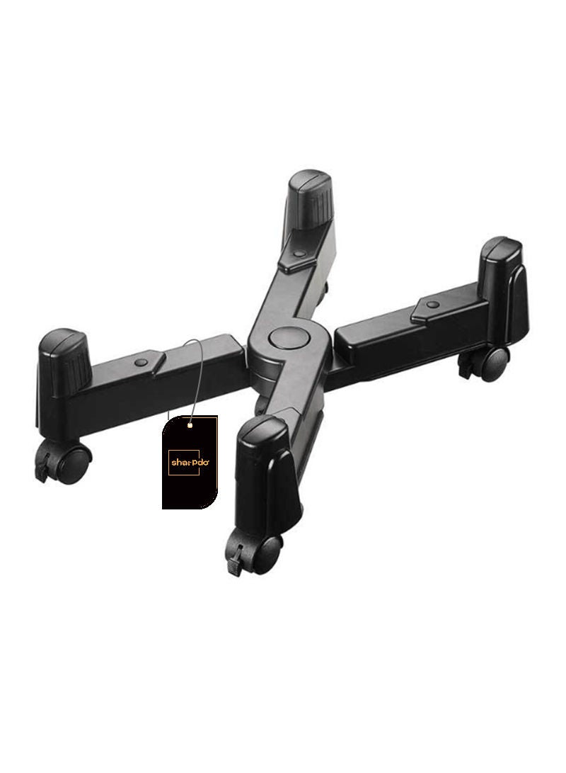 Sharpdo Computer Tower Stand, CPU Holder Desktop Stand Desktop ATX-Case Mobile Cart Holder Adjustable Width with 4 Caster Wheels, Fits Most Computer Cases Under Desk, Black - Image 1