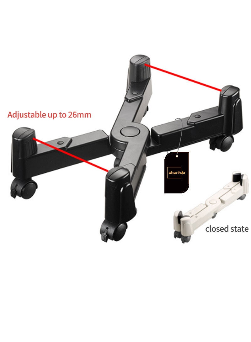 Sharpdo Computer Tower Stand, CPU Holder Desktop Stand Desktop ATX-Case Mobile Cart Holder Adjustable Width with 4 Caster Wheels, Fits Most Computer Cases Under Desk, Black - Image 2