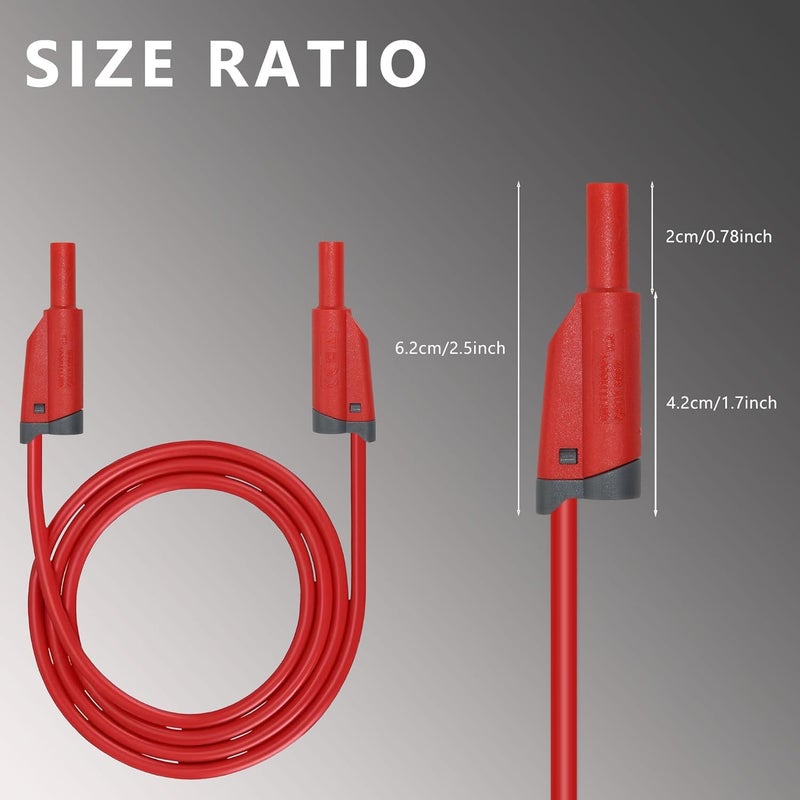 ZIBOO ZB-X13 Stackable Banana to Banana Plug Test Leads,Test Cable Wire for Multimeter,Circuit Testing,4mm Banana Male Plugs Fully Insulated Stackable Shrouded - Image 3