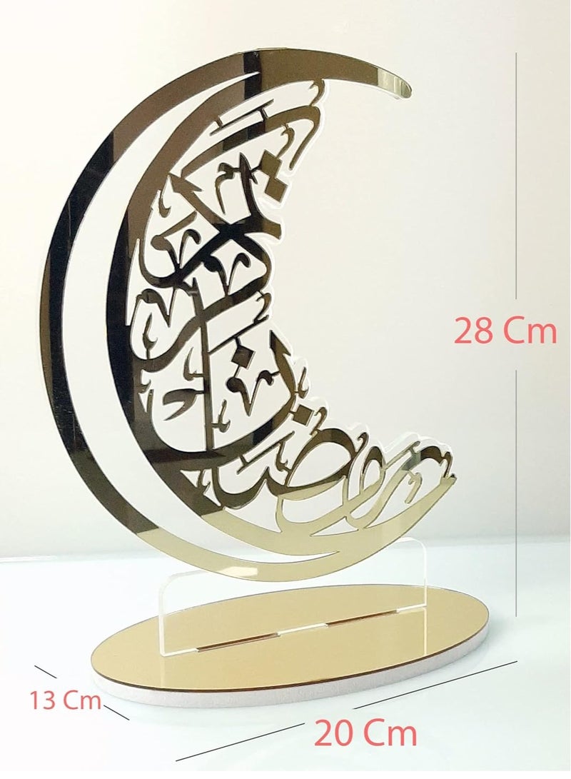 TPGP Ramadan crescent in golden acrylic, Acrylic Ramadan Decoration - Image 2