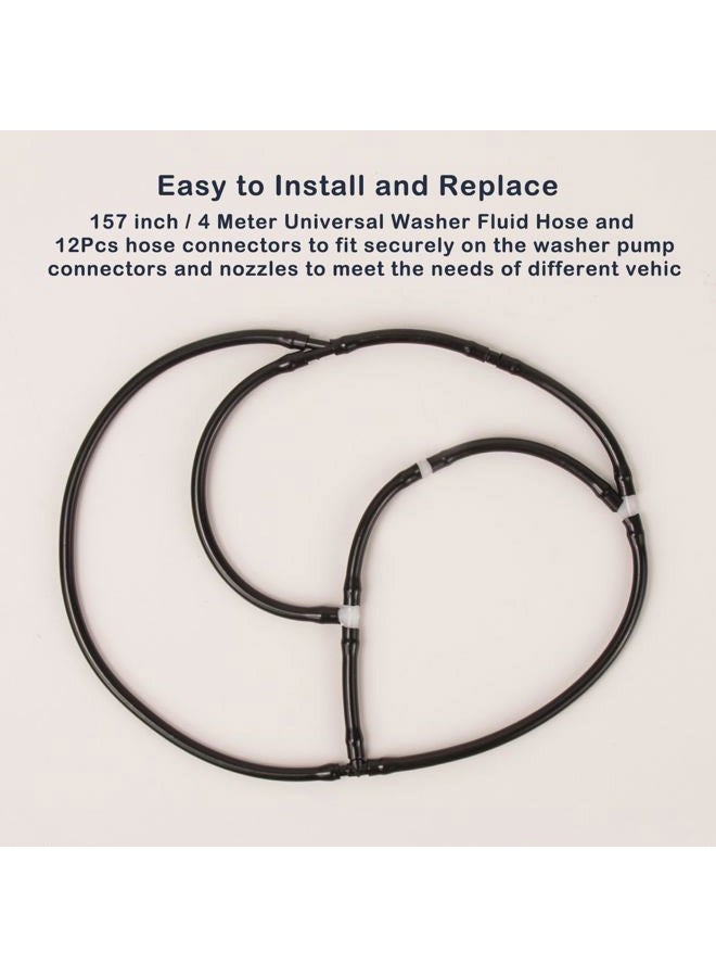 Awave bloom Premium Windshield Washer Hose Kit, includes 4 Meter Washer Fluid Hose and 12 Pcs Hose Connectors, for Car Windshield Washer Nozzle Installation - Image 3