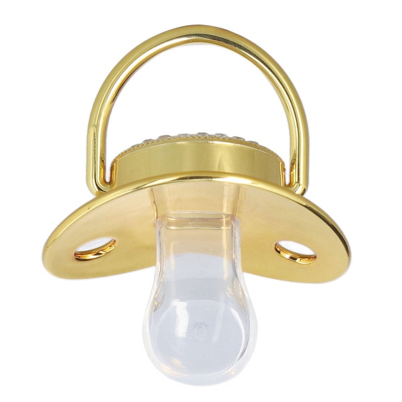 Baby Pacifier Infant Portable Exquisite Golden Crown Letter Rhinestone Pacifier with Chain Clip Letter Y - Image 3