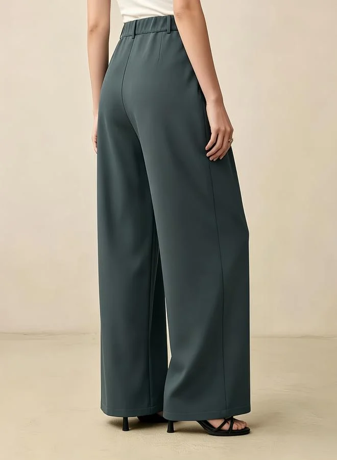 Take Two Charcoal Fold Pleat Wide Leg Pants