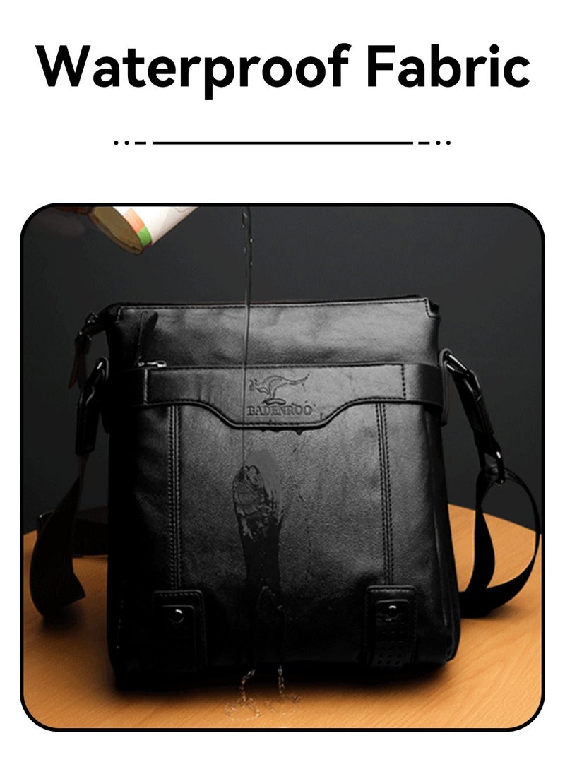 Moovant - 2-Piece Men's Shoulder Bag Set, with Matching Zipper Wallet, Fashion Casual Crossbody Bag, Soft Leather Men's Bag, Black - Image 1