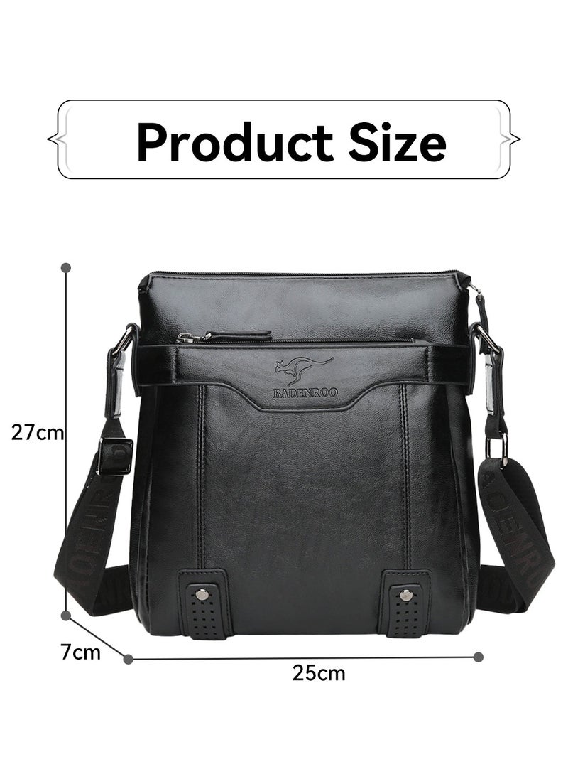 Moovant - 2-Piece Men's Shoulder Bag Set, with Matching Zipper Wallet, Fashion Casual Crossbody Bag, Soft Leather Men's Bag, Black - Image 1
