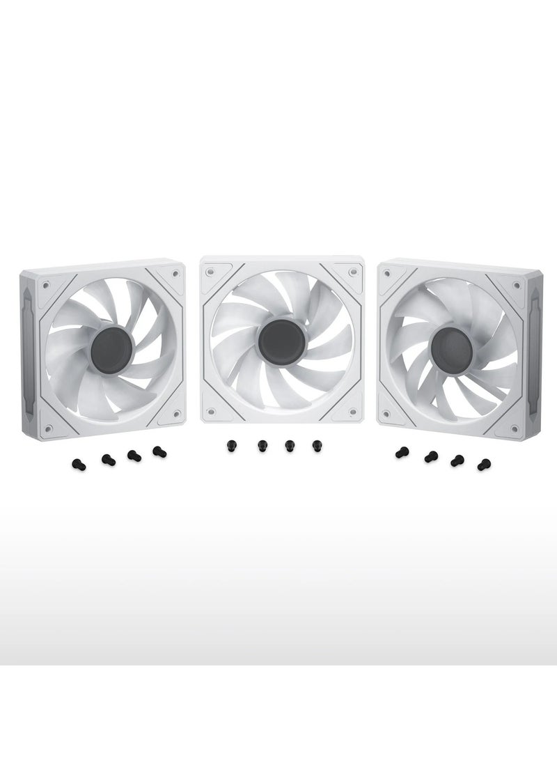 120-3 in 1 120 mm Infinite Mirror Design Case Fans with PWM Control & ARGB Effect, Hydraulic Bearing for Low-Noise Operation - Suitable for Most PC Cooling Systems - White  - Image 2