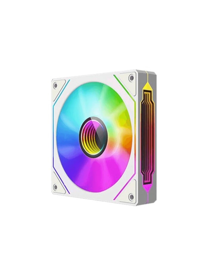 120-3 in 1 120 mm Infinite Mirror Design Case Fans with PWM Control & ARGB Effect, Hydraulic Bearing for Low-Noise Operation - Suitable for Most PC Cooling Systems - White  - Image 3