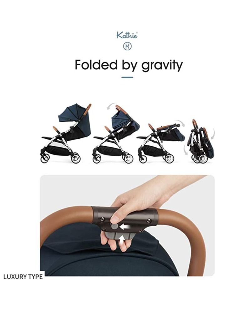 Kathie Baby Stroller Foldable with Cup Holder Storage Basket One-Step Brake and Front Bumper - High-Quality Design - Image 3