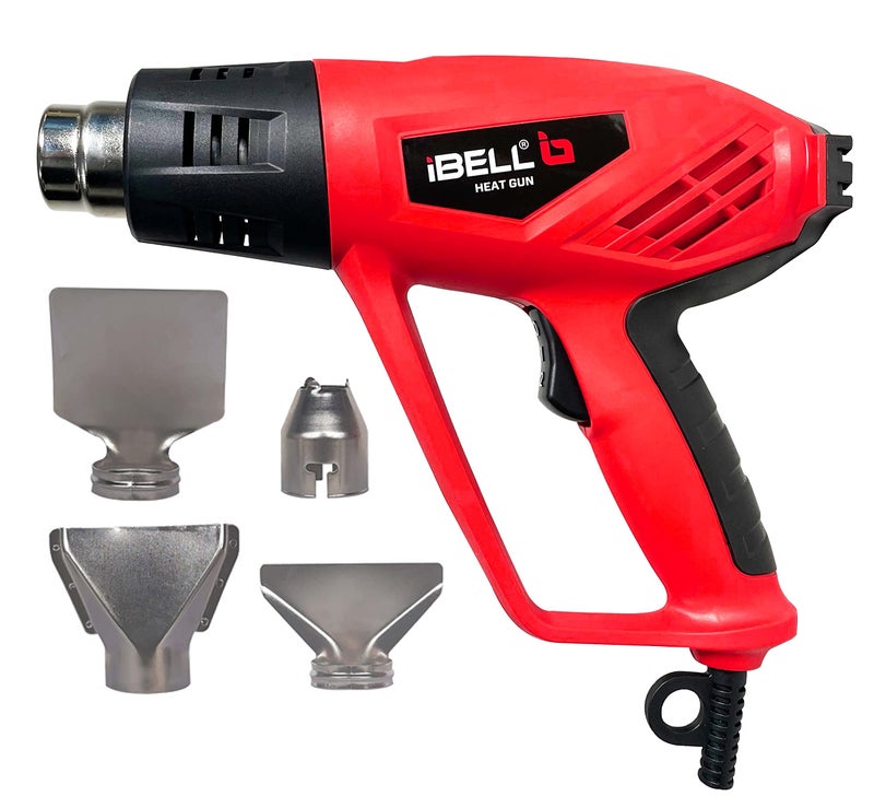 IBELL TOOLS iBELL HG20-82 2000W Heat Gun with Dual Temperature 350°C | 550°C & Dual Air Flow 250 | 550 L/min, Powerful Hot Air Blower for Paint Removal, Shrink Wrapping & DIY Works (Red, 6 Months Warranty) - Image 1