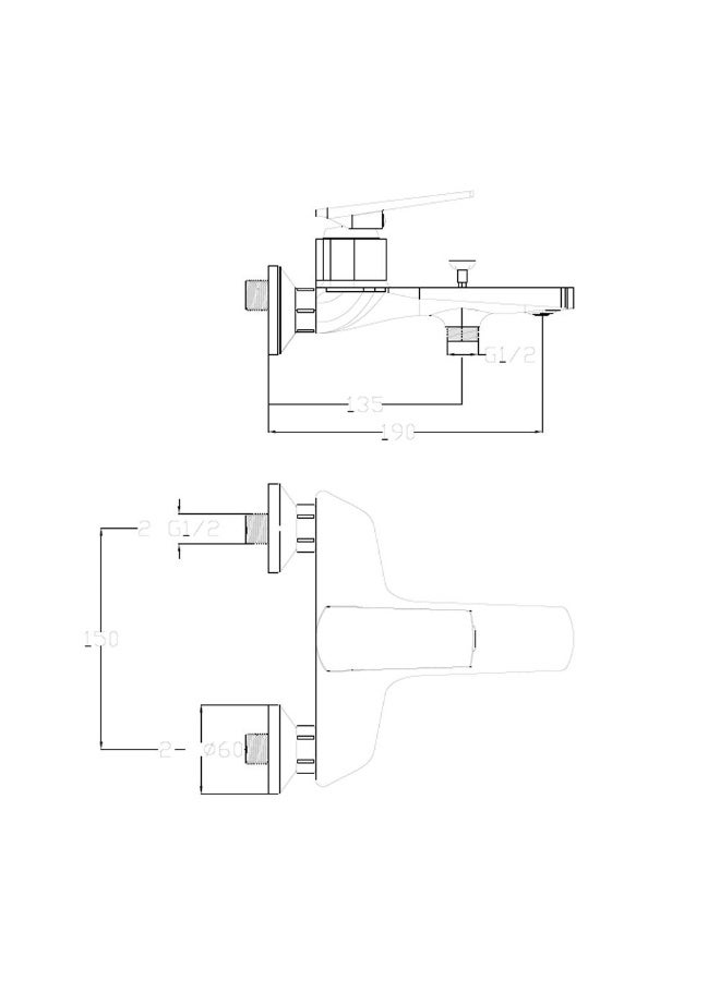 DANUBE HOME Milano Yana Bath Shower Mixer - Matt Black Finish Wall Mounted Rain Shower System Solid Brass Body Bathroom Faucet Modern Lavatory, Vanity Tap Water Control Valve Bathroom Fixtures - Image 2