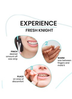 FRESH KNIGHT Braces Wax,10 Pack. Dental Wax for Braces & Aligners, Unscented & Flavorless - 50 Premium Orthodontic Strips. White Cases. Includes storage case. Food Grade ortho brace wax. Fresh Knight. (White)  - Image 4