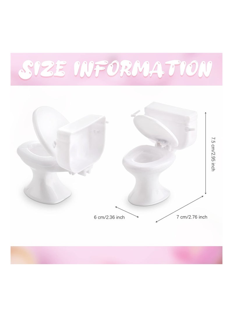 Y&D 2 Pieces Mini Toilet Seat Toy MAKINGTE Doll House Furniture Miniature Classic Bathroom Baby Tiny Cake Topper Dollhouse Accessories (White) - Image 5