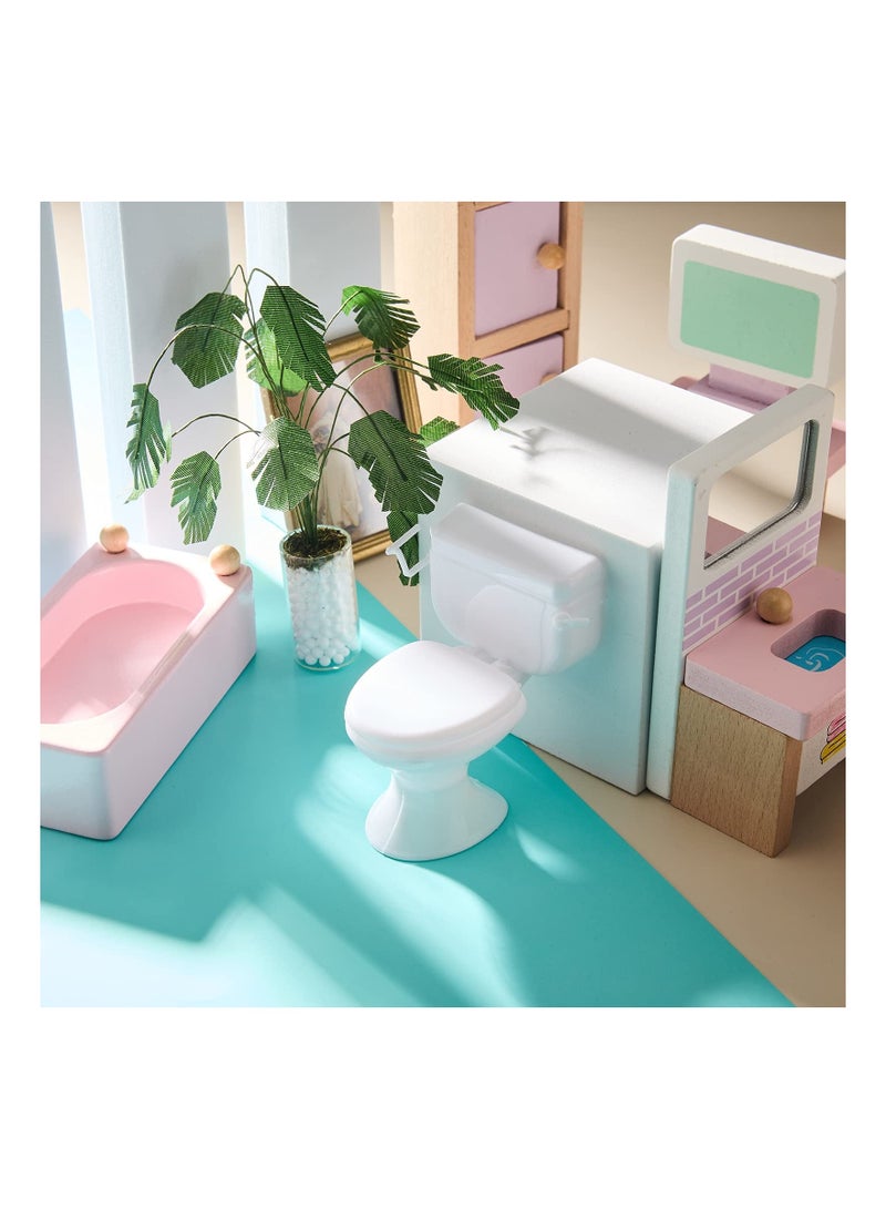 Y&D 2 Pieces Mini Toilet Seat Toy MAKINGTE Doll House Furniture Miniature Classic Bathroom Baby Tiny Cake Topper Dollhouse Accessories (White) - Image 3