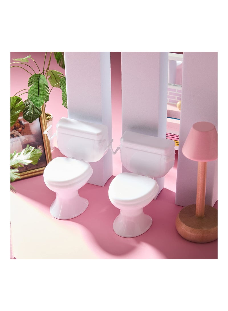 Y&D 2 Pieces Mini Toilet Seat Toy MAKINGTE Doll House Furniture Miniature Classic Bathroom Baby Tiny Cake Topper Dollhouse Accessories (White) - Image 4