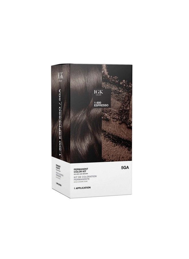 iGK Permanent Color Kit 1800 Espresso Golden Ash Brown 5Ga | Easy Application + Strengthen + Shine | Vegan + Cruelty Free + Ammonia Free | 4.75 Oz  - Image 1