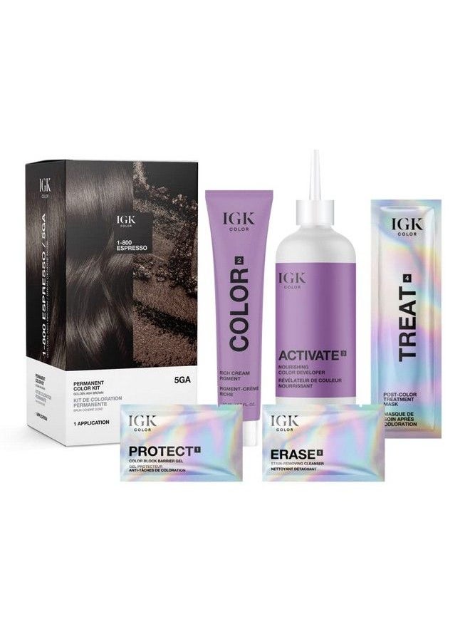 iGK Permanent Color Kit 1800 Espresso Golden Ash Brown 5Ga | Easy Application + Strengthen + Shine | Vegan + Cruelty Free + Ammonia Free | 4.75 Oz  - Image 3