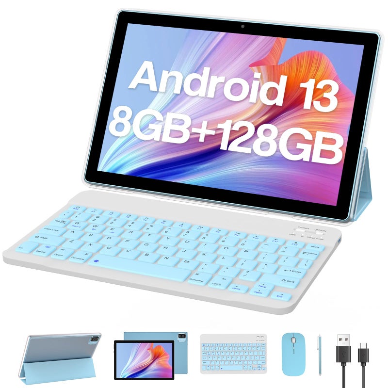 ZZB Tablet with Keyboard 10 inch Tablets Android 13 Tableta 2 in 1 Tablet 8GB128GB1TB Expansion Game Tab Included Case Wireless Mouse Stylus 101 Tablets PC Dual Camera 5GWiFi WiFi6 Bluetooth - Image 2