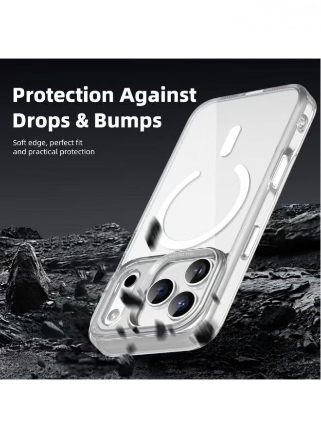 جراب لهاتف آيفون 17 برو، جراب مغناطيسي شفاف مناسب لهاتف آيفون 17 برو، غطاء للتحكم بالكاميرا، متوافق مع ملحقات MagSafe، مصنوع من مادة TPU، حماية من السقوط، زوايا واقية ماصة للصدمات، سلسلة هجينة، عرض عالي الوضوح وشفاف للألوان الحقيقية للهاتف، مقاوم للسقوط والتآكل، فتح دقيق للأزرار، جميل وعملي في آن واحد، يوفر حماية شاملة للهاتف، شفاف - Image 3