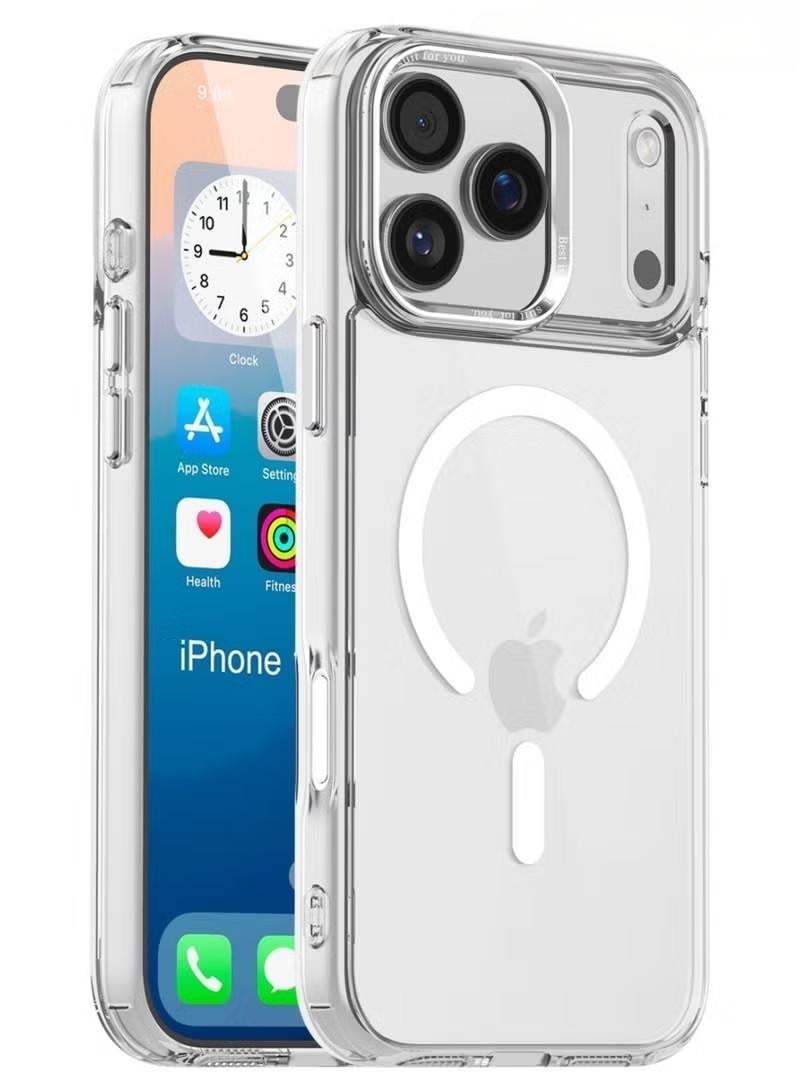 جراب لهاتف آيفون 17 برو، جراب مغناطيسي شفاف مناسب لهاتف آيفون 17 برو، غطاء للتحكم بالكاميرا، متوافق مع ملحقات MagSafe، مصنوع من مادة TPU، حماية من السقوط، زوايا واقية ماصة للصدمات، سلسلة هجينة، عرض عالي الوضوح وشفاف للألوان الحقيقية للهاتف، مقاوم للسقوط والتآكل، فتح دقيق للأزرار، جميل وعملي في آن واحد، يوفر حماية شاملة للهاتف، شفاف - Image 1