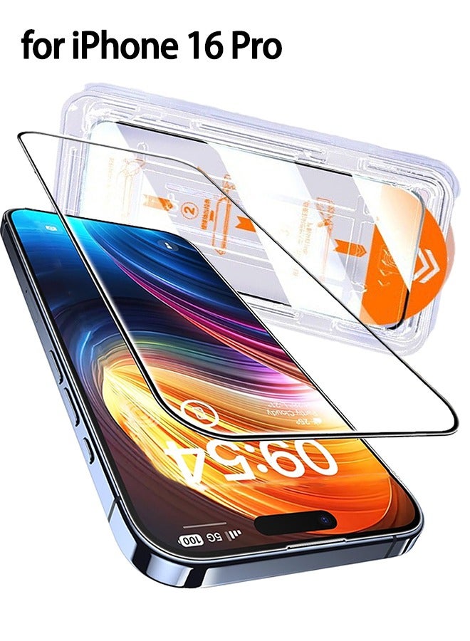 iPhone 16 Pro Screen Protector 【Full Coverage】【Easy Installation Frame】【Military-Grade Protection】 HD Clear, Anti-Fingerprint, 9H Tempered Glass Film for iPhone 16 Pro - Image 1