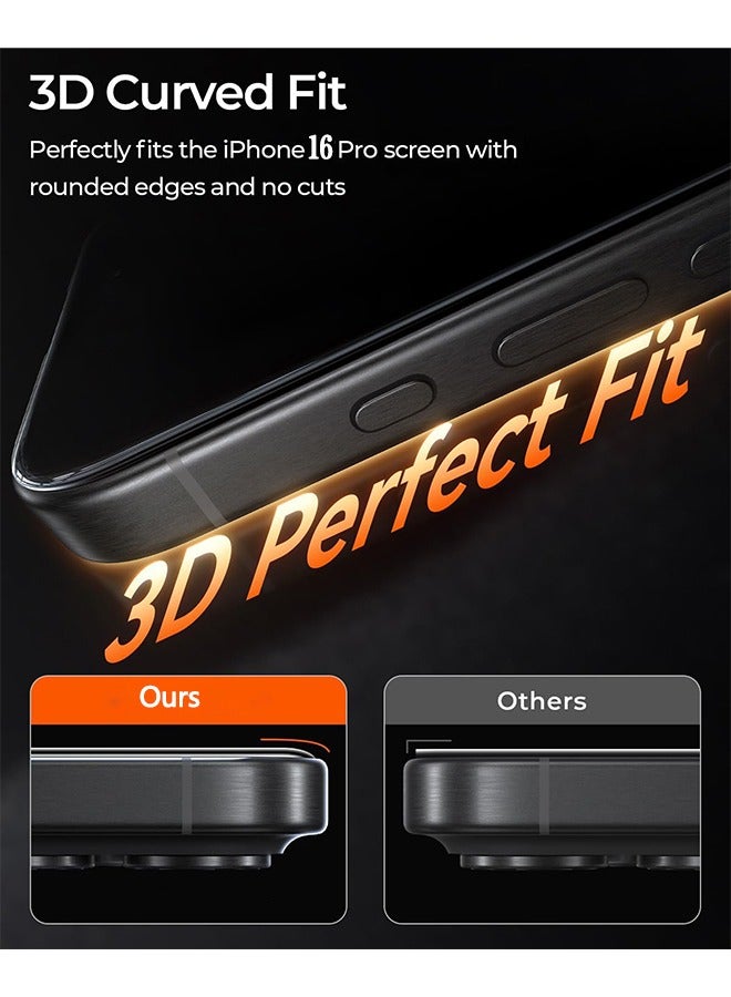 iPhone 16 Pro Screen Protector 【Full Coverage】【Easy Installation Frame】【Military-Grade Protection】 HD Clear, Anti-Fingerprint, 9H Tempered Glass Film for iPhone 16 Pro - Image 5