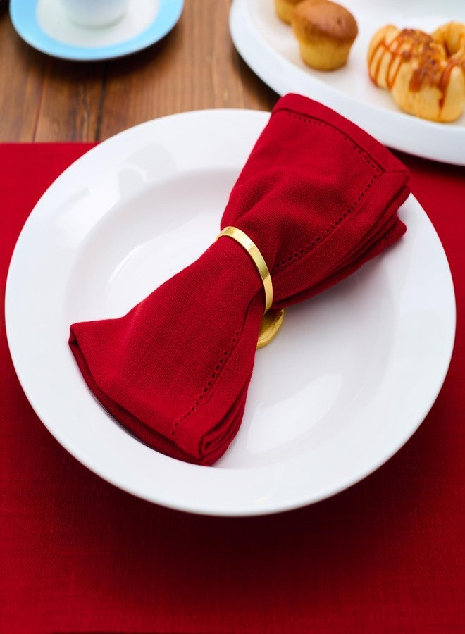 RUSTIQUE LINENS مناديل قماشية من روستيك لينينز، قطن 100% - طقم من 6 قطع، مقاس كبير 46×46 سم | معاد تدويرها وصديقة للبيئة | مناديل ناعمة وماصة لطاولة الطعام والمطبخ | حواف مخيطة | أحمر قرمزي - Image 2