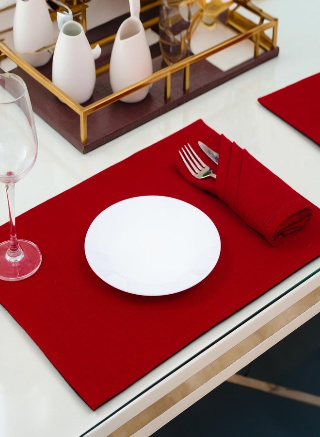 RUSTIQUE LINENS مناديل قماشية من روستيك لينينز، قطن 100% - طقم من 6 قطع، مقاس كبير 46×46 سم | معاد تدويرها وصديقة للبيئة | مناديل ناعمة وماصة لطاولة الطعام والمطبخ | حواف مخيطة | أحمر قرمزي - Image 3