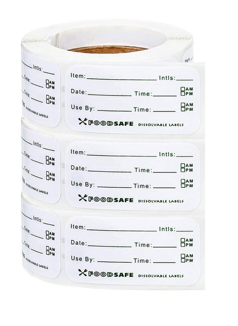 Removable Food Container Labels - Food Container Blank Labels - Dissolvable Food Label Stickers - Freezer Tape - Bottle Labels, Jar Food Storage Labels (3 Rolls)