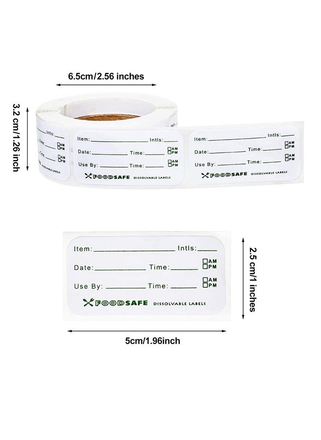 Removable Food Container Labels - Food Container Blank Labels - Dissolvable Food Label Stickers - Freezer Tape - Bottle Labels, Jar Food Storage Labels (3 Rolls)