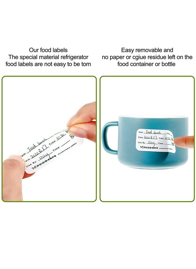 Removable Food Container Labels - Food Container Blank Labels - Dissolvable Food Label Stickers - Freezer Tape - Bottle Labels, Jar Food Storage Labels (3 Rolls)