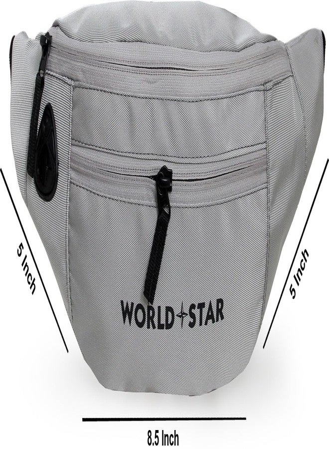 World Star Polyester Waist Pack Travel Handy Hiking Zip Pouch Document Money Phone Belt Sport Bag for Men and Women and Adult | Grey | Rock Grey Waist Bag - Image 2