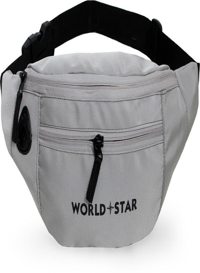 World Star Polyester Waist Pack Travel Handy Hiking Zip Pouch Document Money Phone Belt Sport Bag for Men and Women and Adult | Grey | Rock Grey Waist Bag - Image 1