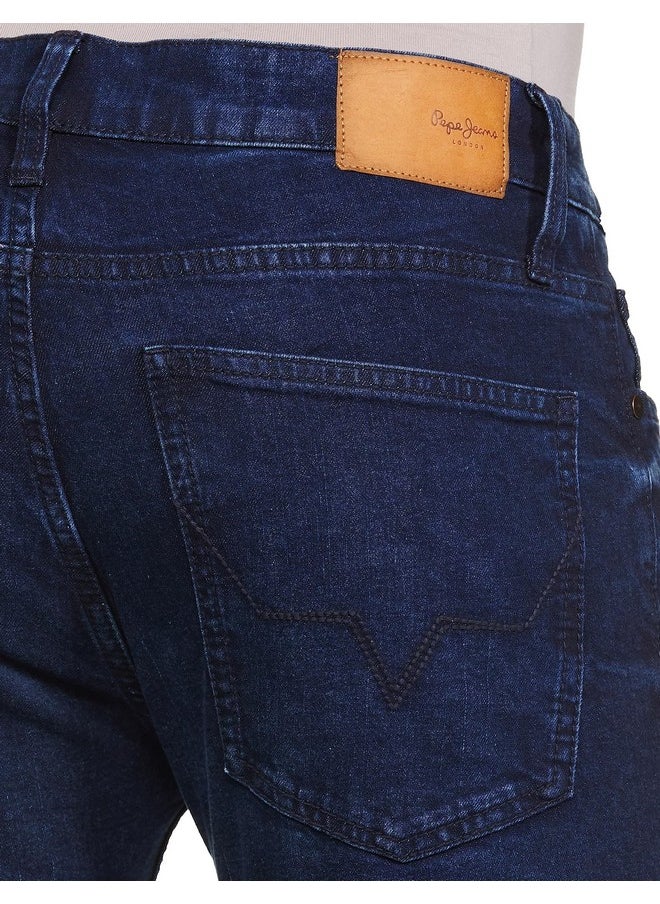 Pepe Jeans - Pepe Jeans Men's Mid Rise Slim Fit Jeans Dark Blue - Image 1