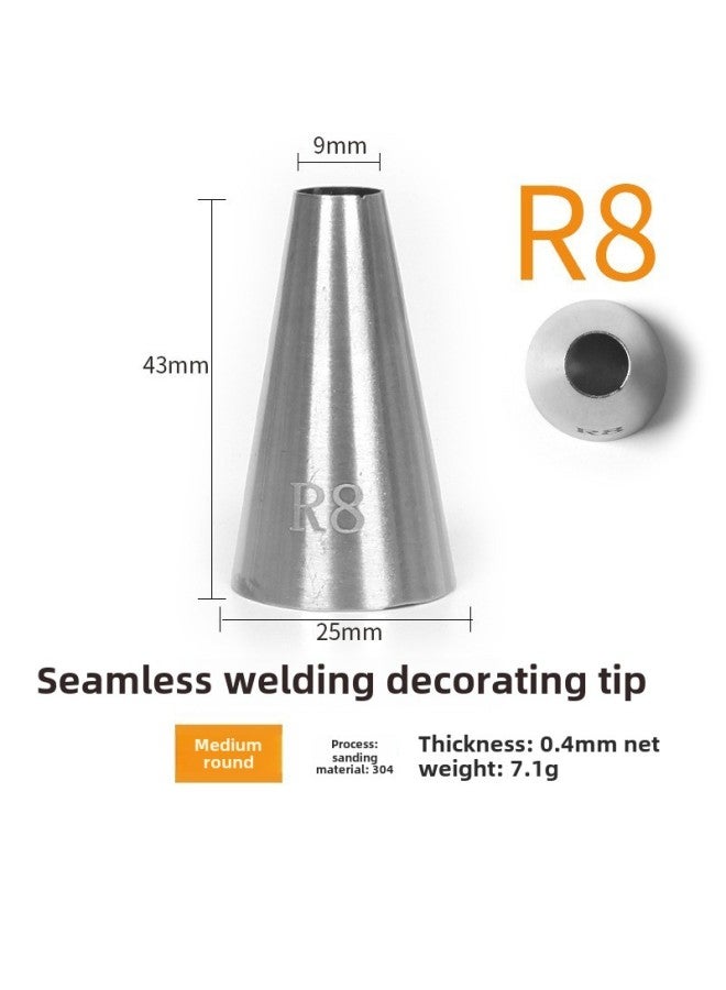 304 Stainless Steel Pastry Nozzle 6-tooth Belt Number Seamless Welding Cream Nozzle Large Cake Decorating Tool-Specifications:R8  - Image 1