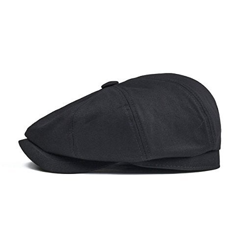 BOTVELA Mens Newsboy Flat Cap 100 Cotton Gatsby Ivy Golf Cabbie Hat Black 7 78 - Image 3