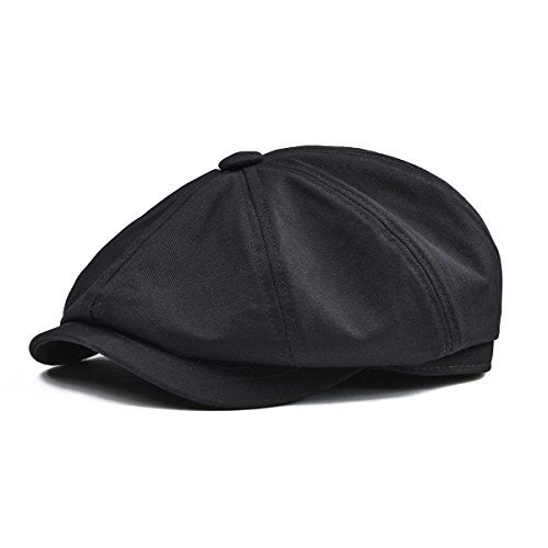 BOTVELA Mens Newsboy Flat Cap 100 Cotton Gatsby Ivy Golf Cabbie Hat Black 7 78 - Image 1