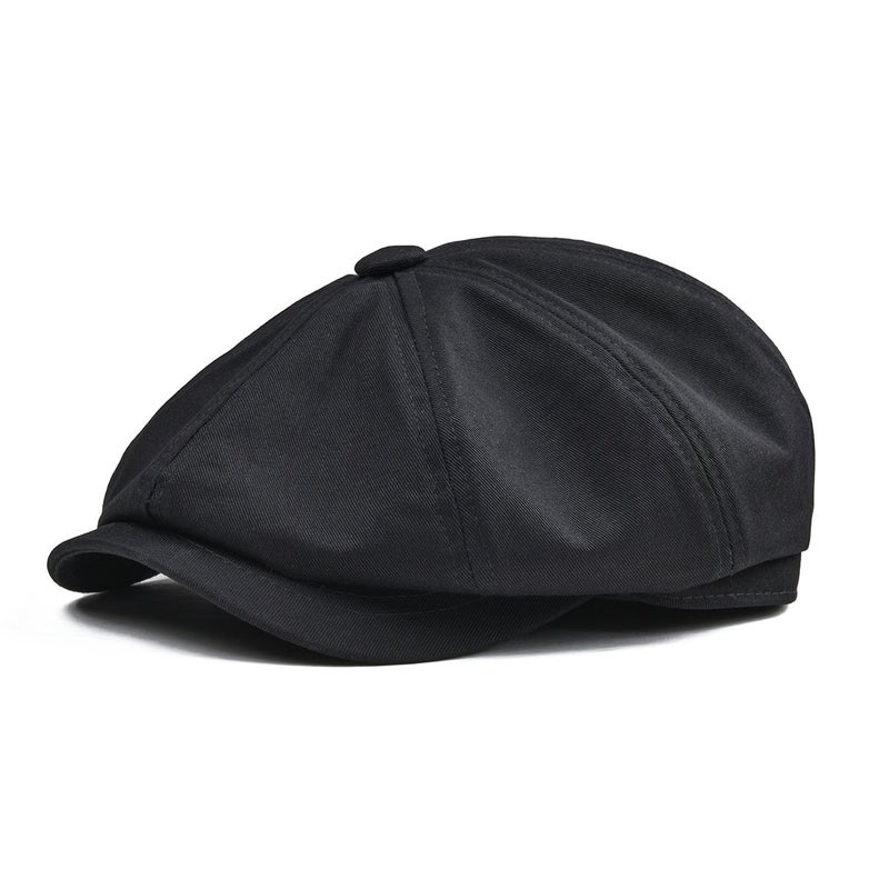 BOTVELA Mens Newsboy Flat Cap 100 Cotton Gatsby Ivy Golf Cabbie Hat Black 7 78 - Image 2