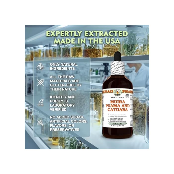Hawaii Pharm Muira Puama and Catuaba Glycerite, All Natural, Vegan, Lab Tested Alcohol-Free Liquid Extract - 4 fl.oz - Image 4